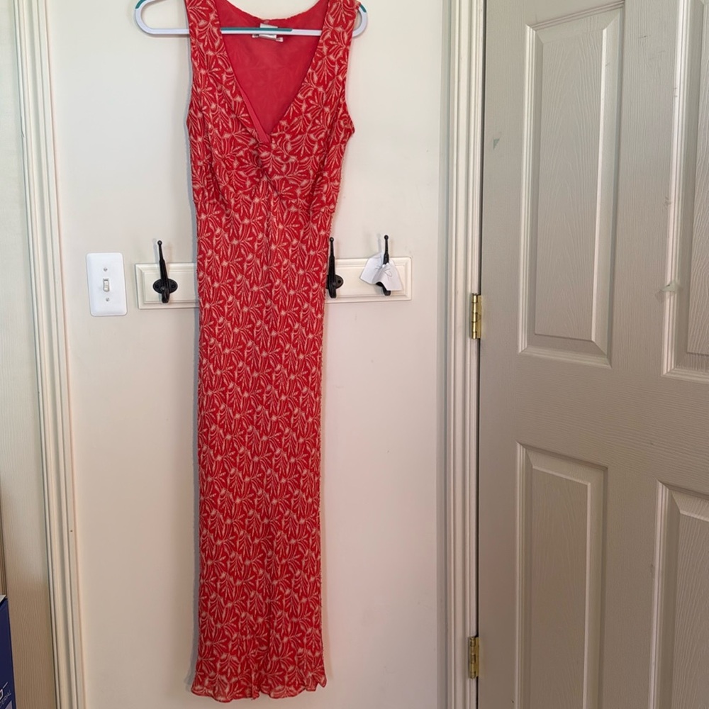 Vintage Jane Seymour Red Sleeveless V-Neck Sheath Maxi Dress